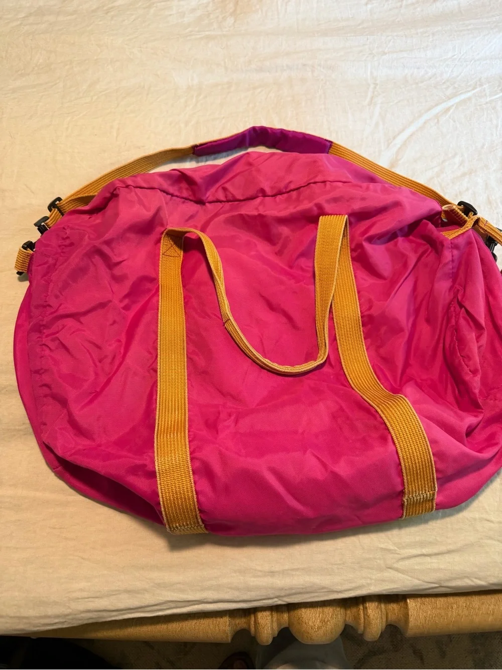 Nike Pink Travel Duffel with Yellow Handles